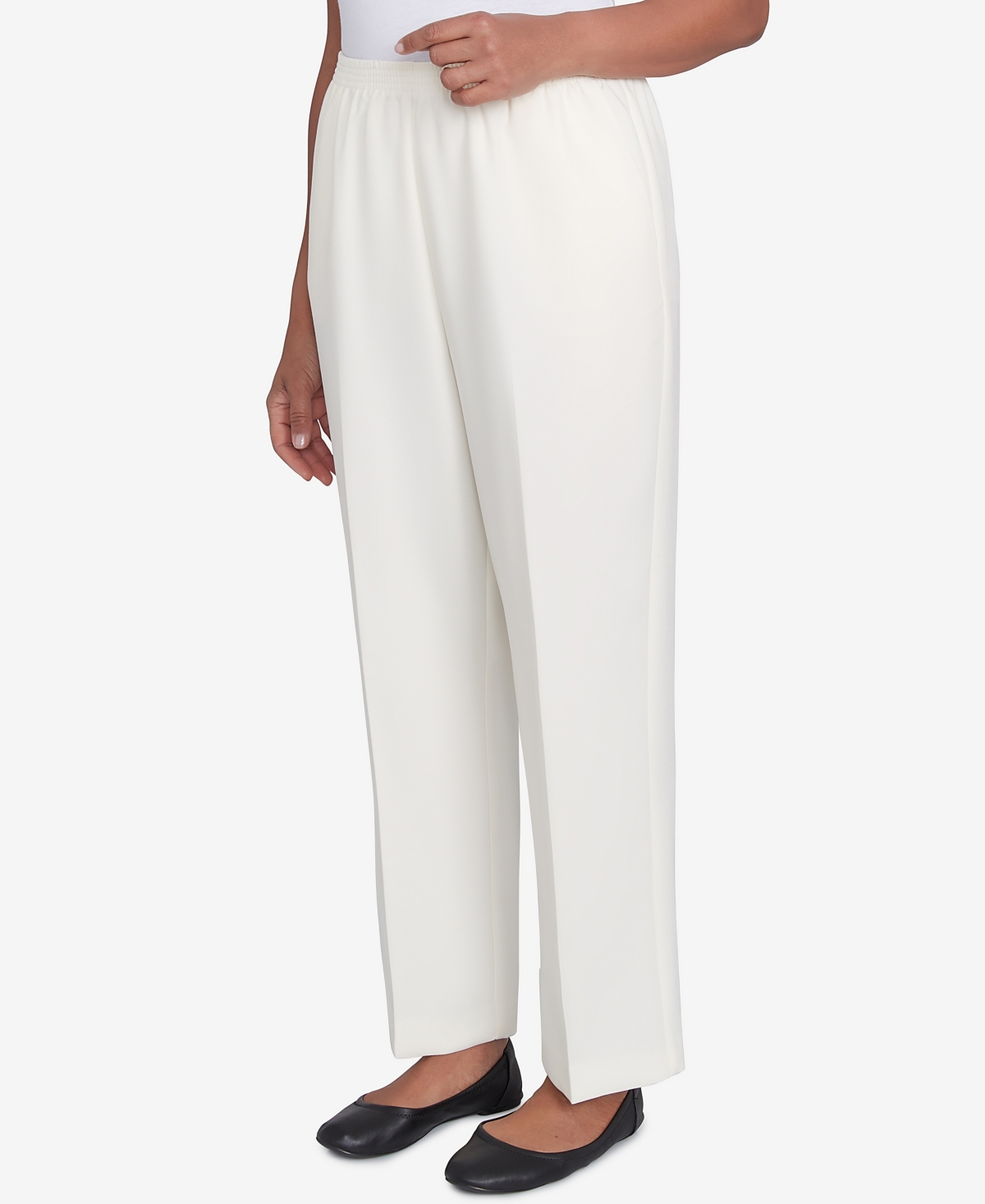 Shop Alfred Dunner Women's Classic Accord Elastic Waist Short Length Pants In Ivory