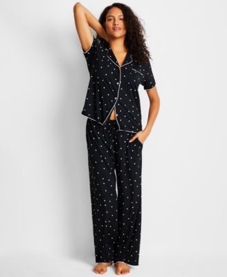 Women's Fluid Knit Notched Pajama Set