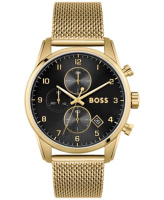 Hugo Boss Men's store Skymaster Chronograph Silver & Brown Leather Strap Watch