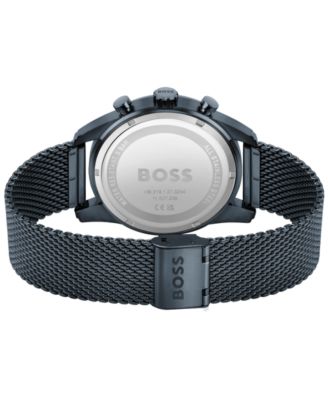 Men's Chronograph Skymaster Blue Ion-Plated Mesh Steel Bracelet Watch 44mm