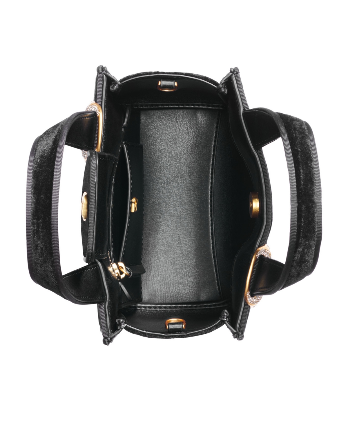 Donna Karan Hewlett Velvet Top Handle Buckle Crossbody Bag -Gold