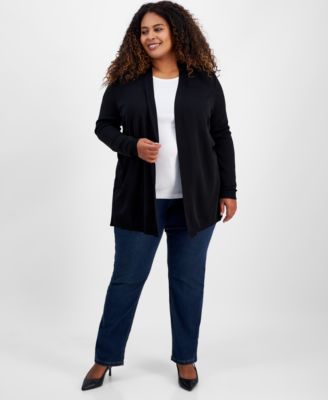 Plus Size Open-Front Cardigan Sweater