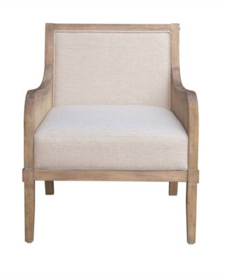 28" Wood Morgan Wide Cane Accent Chair with Removable Back Cushion