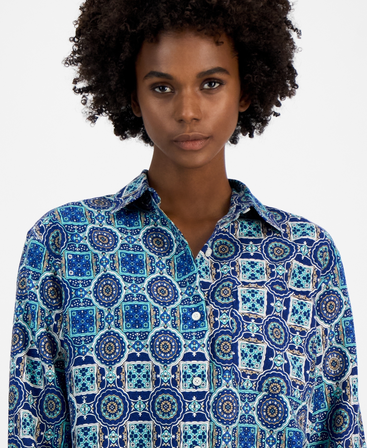 Nautica Jeans Women's Collared Foulard-Print Shirt