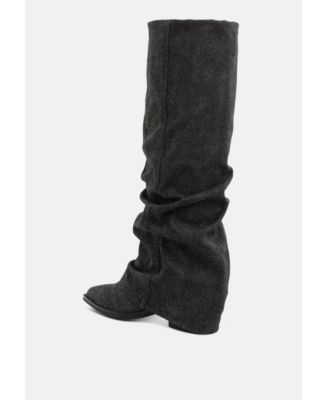 Capella Fold-Over Slouchy Denim Boot
