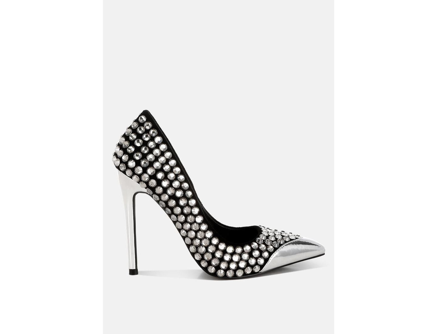 Женские туфли London Rag Super Fan Diamante Embellished Stiletto Pumps, цвет: Чёрный — фото 1