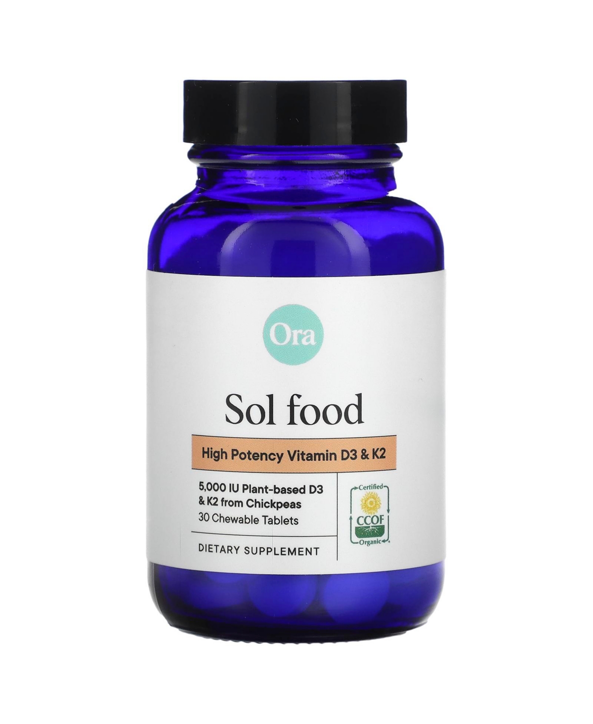Sol Food High Potency Vitamin D3 & K2 - 30 Chewable Tablets