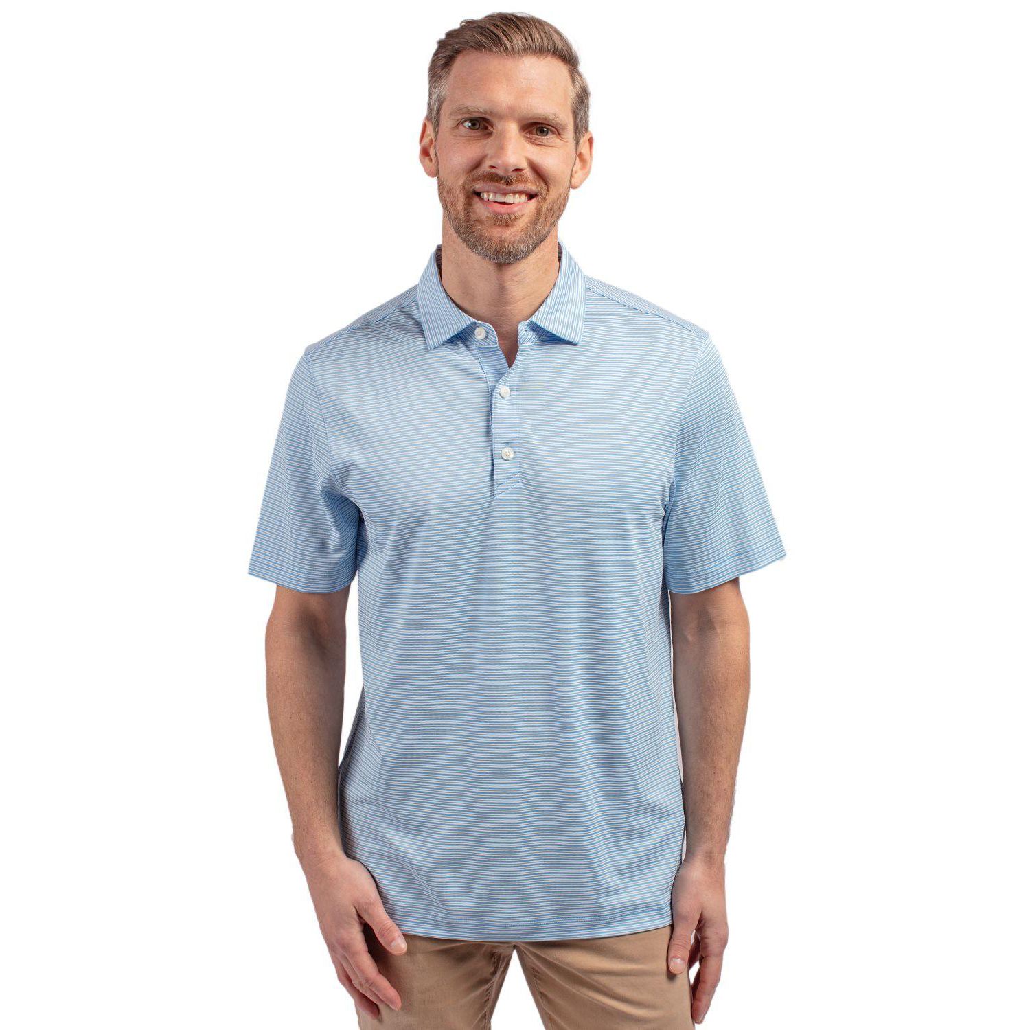 Men's Forge Eco Double Stripe Stretch Recycled Polo Shirt