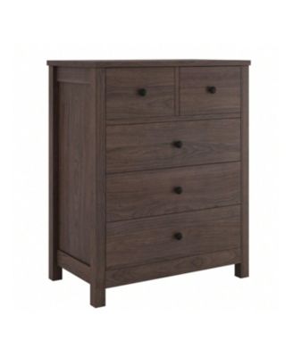 Chest Of Drawers With 5 Drawers, Wood Dresser Organizer With Metal Handle, Modern Dresser For Bedroom, Living Room,Entryway, Hallway, Home Office,, And Office