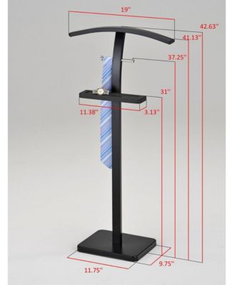 Metal Suit Valet Stand, Clothes Rack, Clothing Organizer, Jacket Hanger (Black)