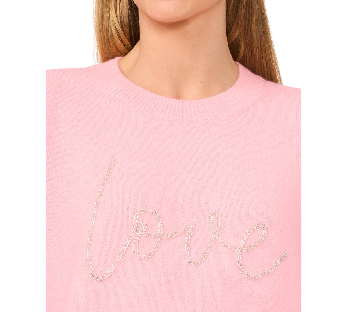 CeCe Women's Love-Graphic Crewneck Long-Sleeve Sweater