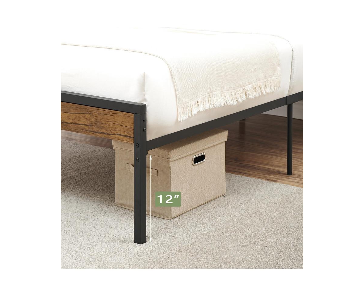 gaomon Size Bed Frame with Wooden Headboard and Footboard, Heavy Duty Metal Platform Slats, No Box Spring Needed, Under Bed Storage, Noise-Free