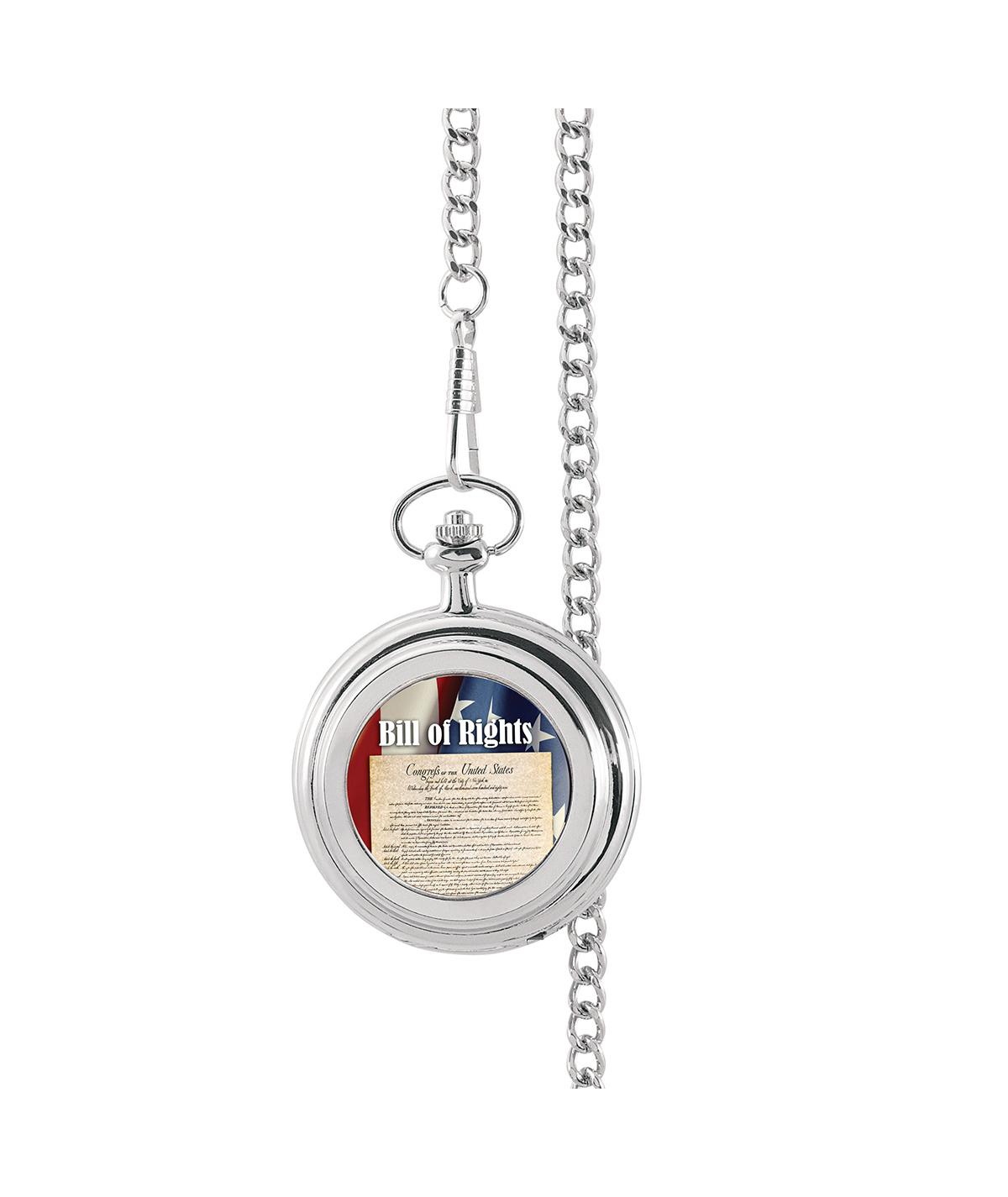 American Coin Treasures 16980 in. Bill of Rights Colorized Half Dollar Pocket Watch, Silver