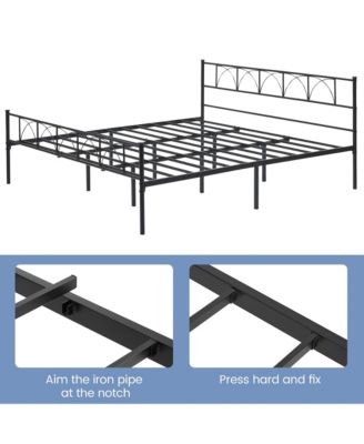 Metal Bed Frame KING Black, Sturdy Modern Stylish Iron Twin Bed Frame with Headboard and Footboard