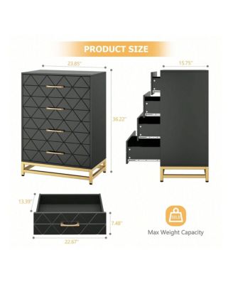 1 Pc Wood Dresser 4 Drawers Metal Handles Sturdy Frame Modern Bedroom Furniture Chest of Drawers