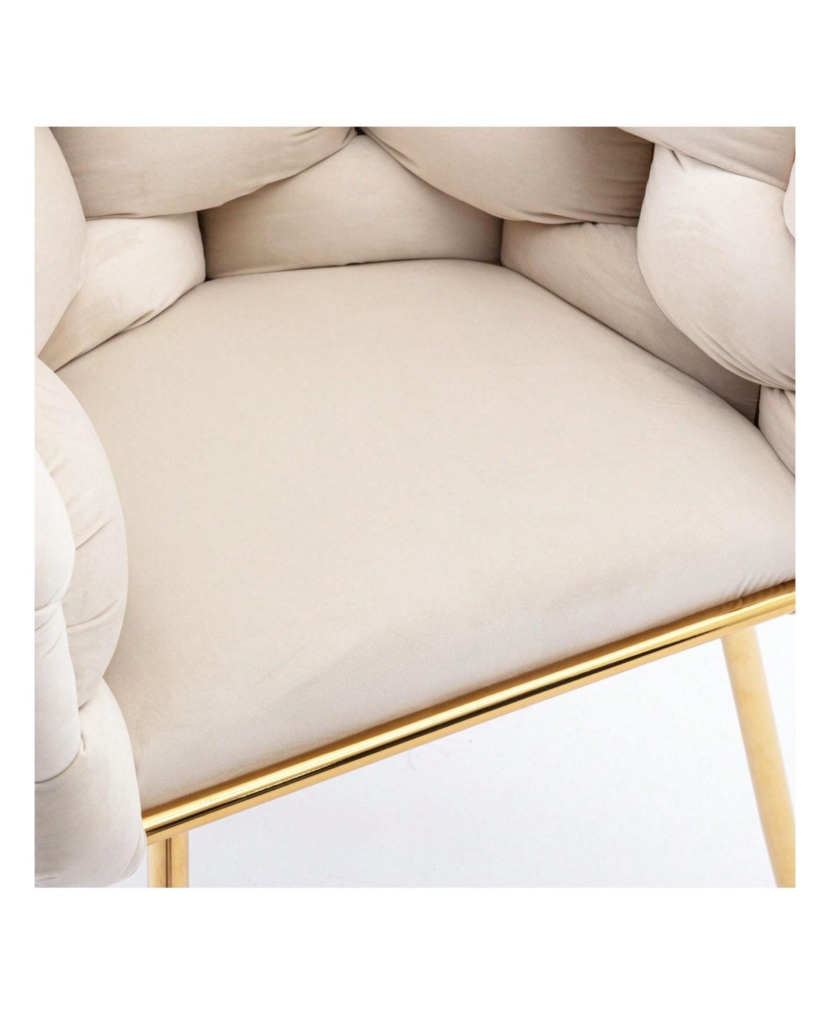 gaomon Velvet Accent Chair With Gold Legs Leisure Velvet Single Sofa Chair, Knitting Process, Lazy Person Household Dresser Stool, Stylish Cosmetic Ch