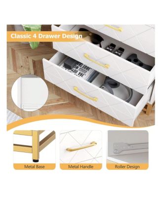 1 Pc Wood Dresser 4 Drawers Metal Handles Sturdy Frame Modern Bedroom Furniture Chest of Drawers