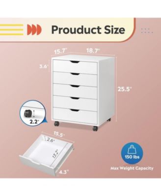 5-Drawer Chest, Wood Storage File Cabinet with Wheels