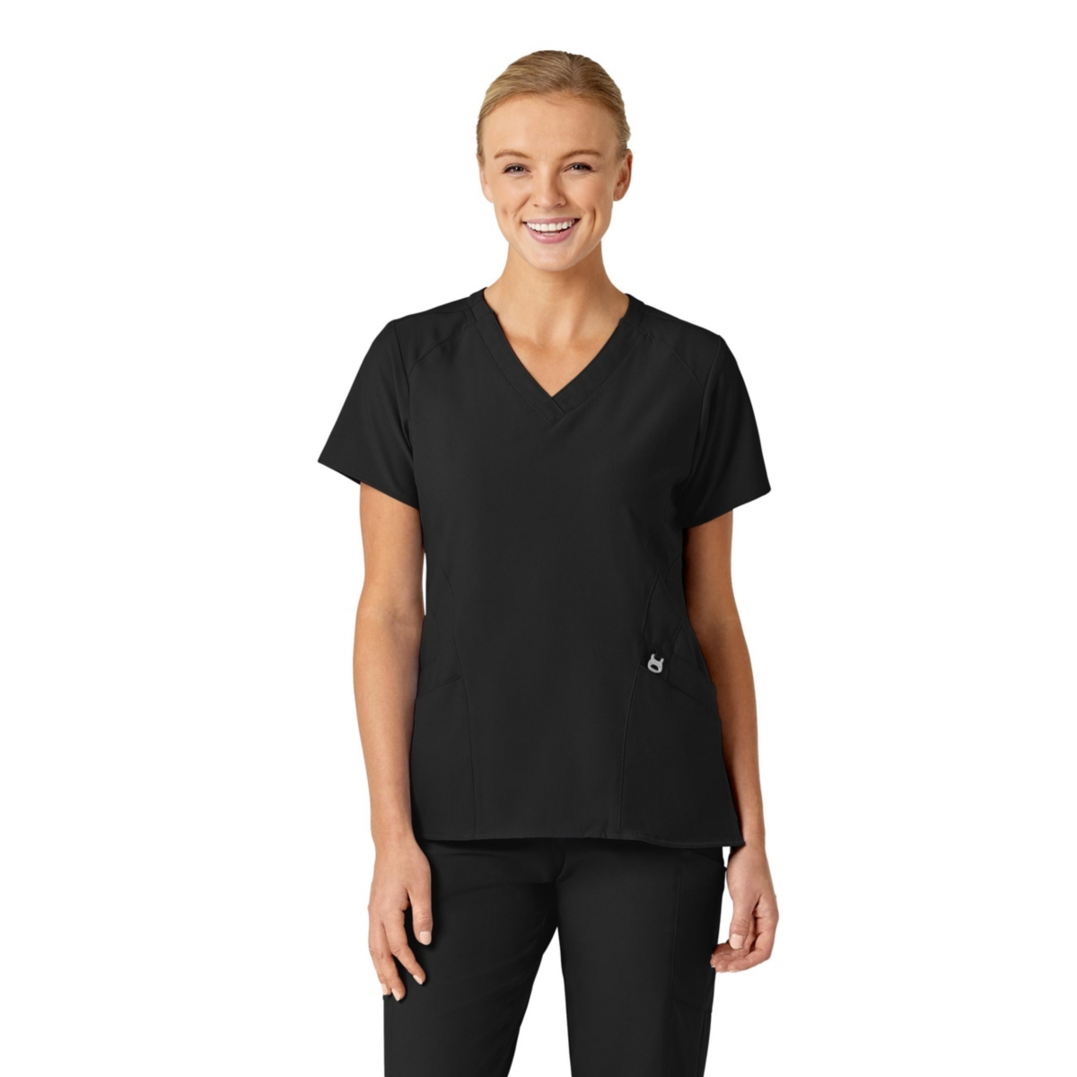 Women's W123 Stylized V-Neck Scrub Top - Charcoal heather