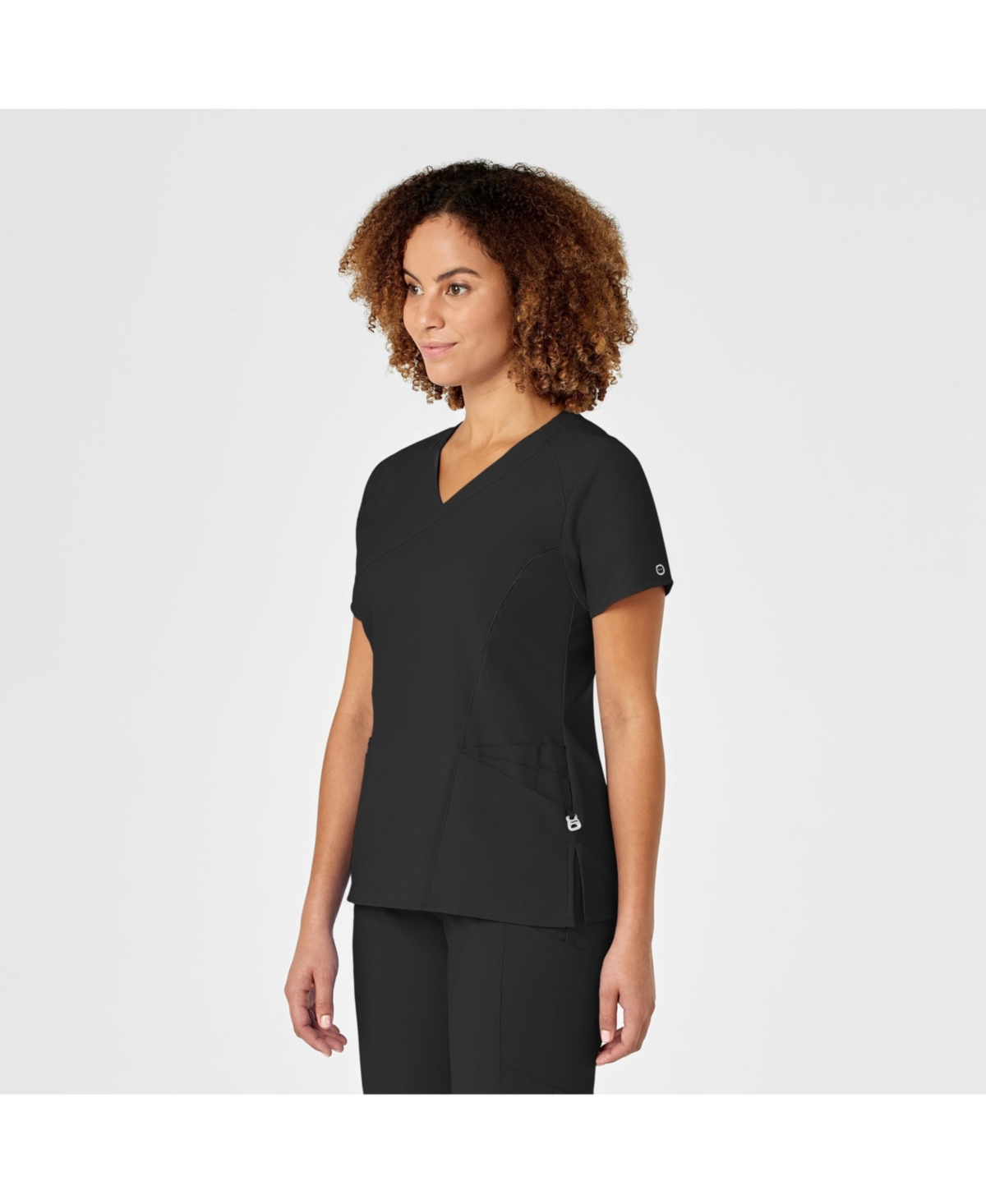 Wink Plus Size W123 Mock Wrap Scrub Top