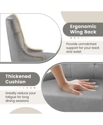 Upholstered Dining Chairs Set of 4 w/ Rubber Wood Legs Padded Seat Nailhead Trim