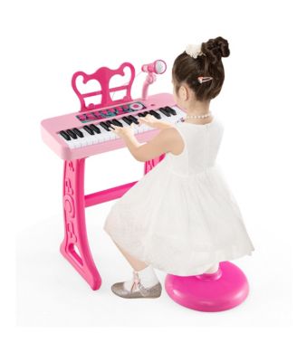 37-Key Kids Piano Keyboard Toy Musical Electronic Instrument w/ Stool