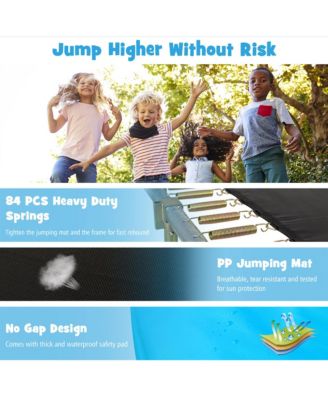 8 x 14 FT Rectangular Recreational Trampoline W/ Safety Enclosure Net Ladder Outdoor