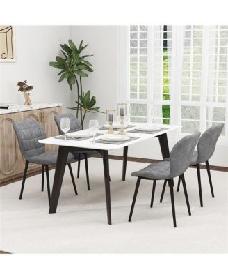 Dining Chairs Set of 4 w/ Padded Back Metal Legs & 2 Adjustable Foot Pads