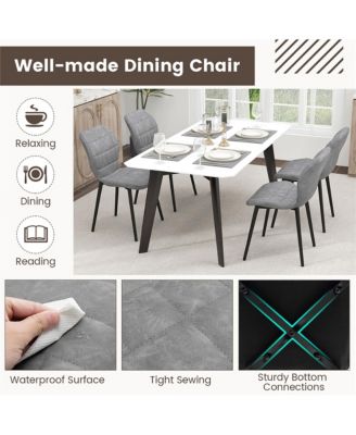 Dining Chairs Set of 4 w/ Padded Back Metal Legs & 2 Adjustable Foot Pads