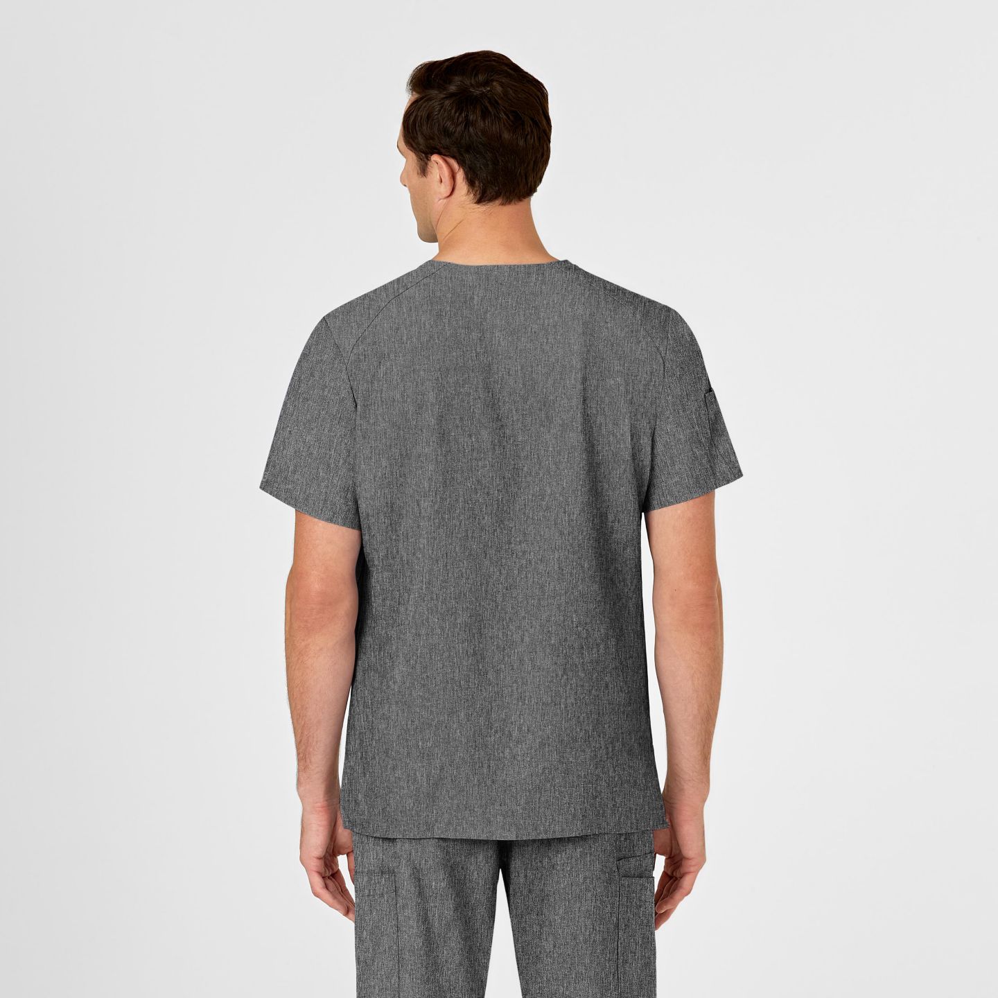 Мужской топ Wink W123 V-Neck Scrub, цвет: Угольный меланжевый — фото 3