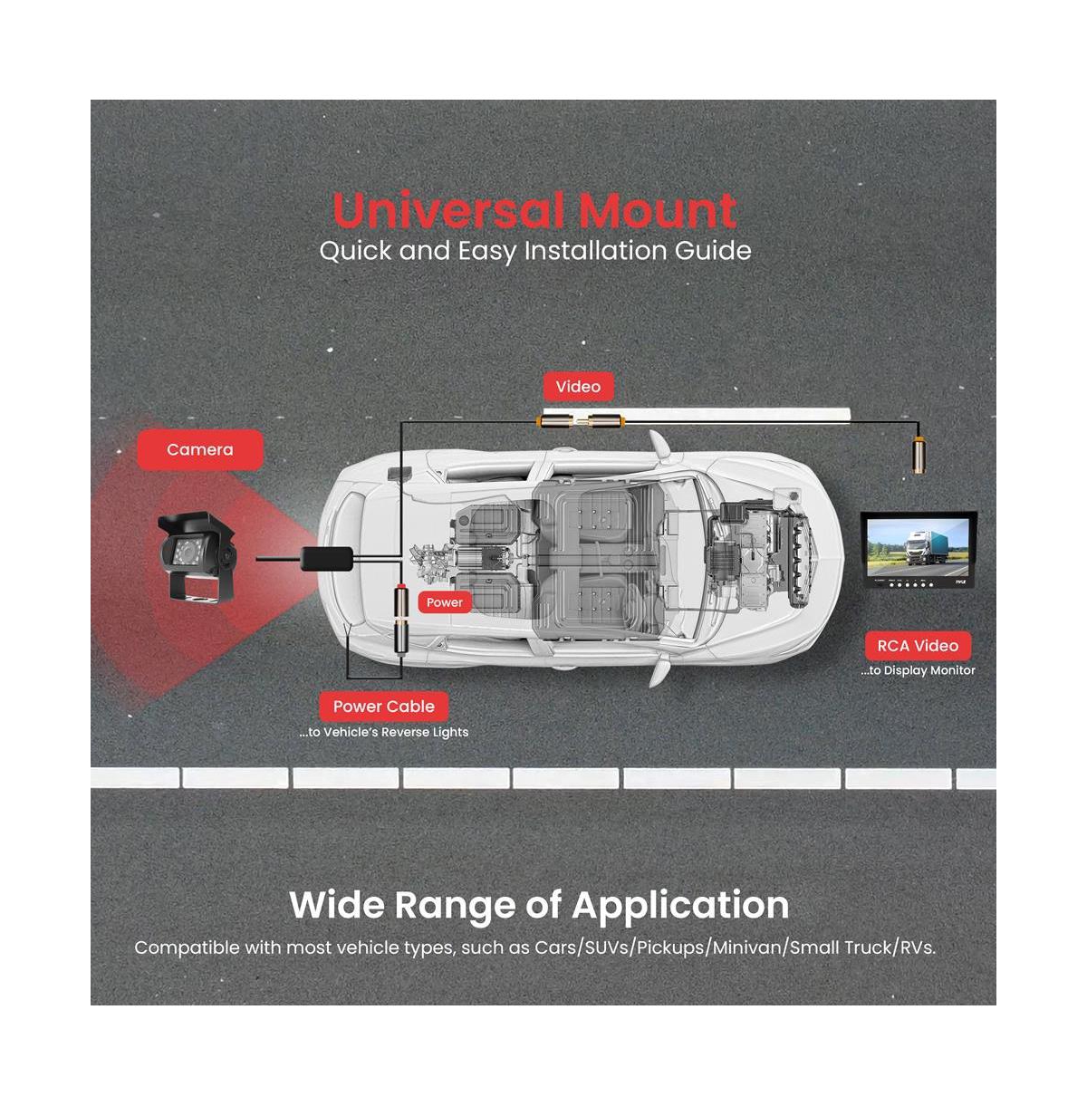 Pyle Backup Camera & Monitor System - 7" Lcd, Night Vision, Waterproof, for Trucks & Buses, Dual Dc 12-24V (PLCMTR71)
