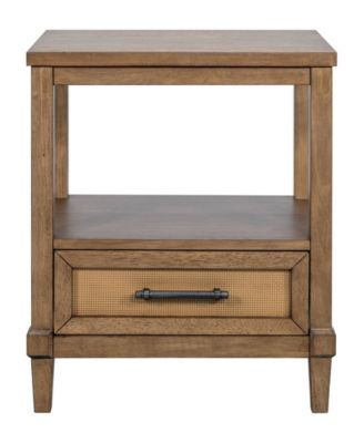 22" Wood Salina Wide Woven Cane Nightstand