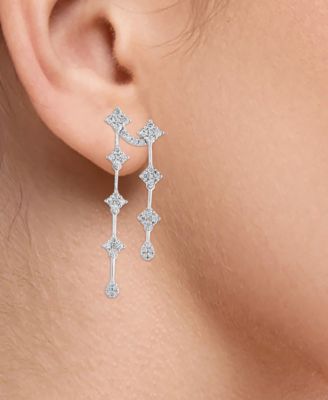 Diamond Double Drop Earrings (1 ct. t.w.) in 14k White Gold