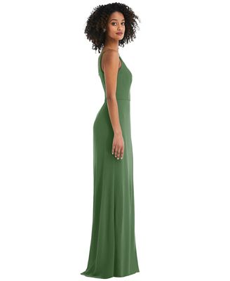 Plus Size Skinny One-Shoulder Trumpet Gown with Front Slit