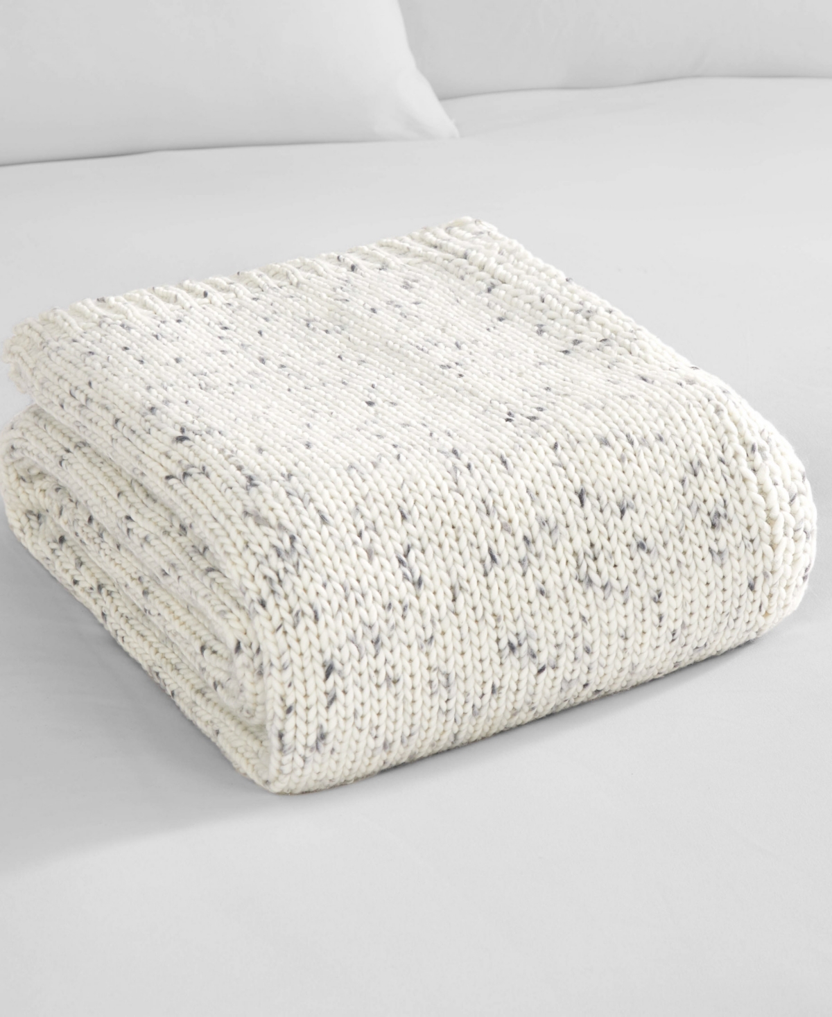 Shop Lucky Brand Calafia Knit Throw, 50" X 70" In White,black