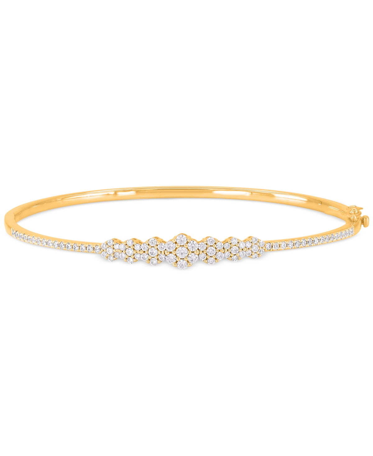 Diamond Multi Cluster Bangle Bracelet (1 ct. t.w.) in 14k Gold - Yellow Gold