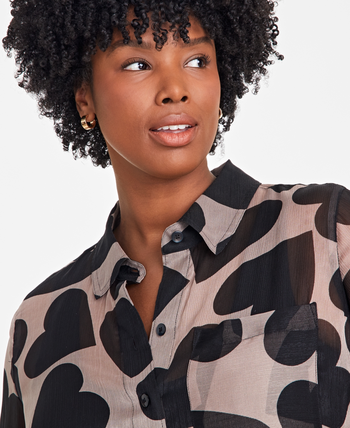 On 34th Trendy Plus Size Giant Hearts Printed Blouse, Exclusively at Macy's