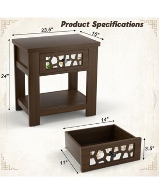 1 PC Engineered Wood Side End Table Nightstand w/ Drawer Wood for Living Room Bedroom Rustic Table Nightstand