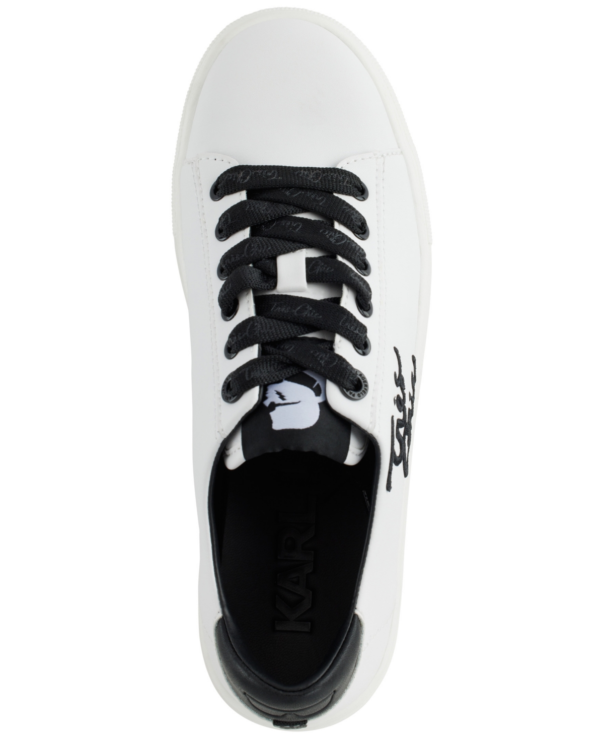 Shop Karl Lagerfeld Women's Cate Sayings Lace Up Sneakers In Bright White,black