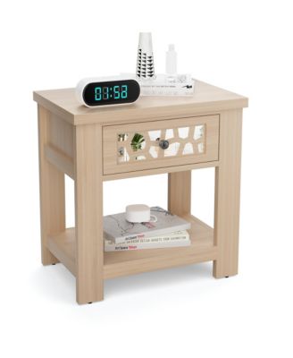 1 PC Engineered Wood Side End Table Nightstand w/ Drawer Wood for Living Room Bedroom Rustic Table Nightstand