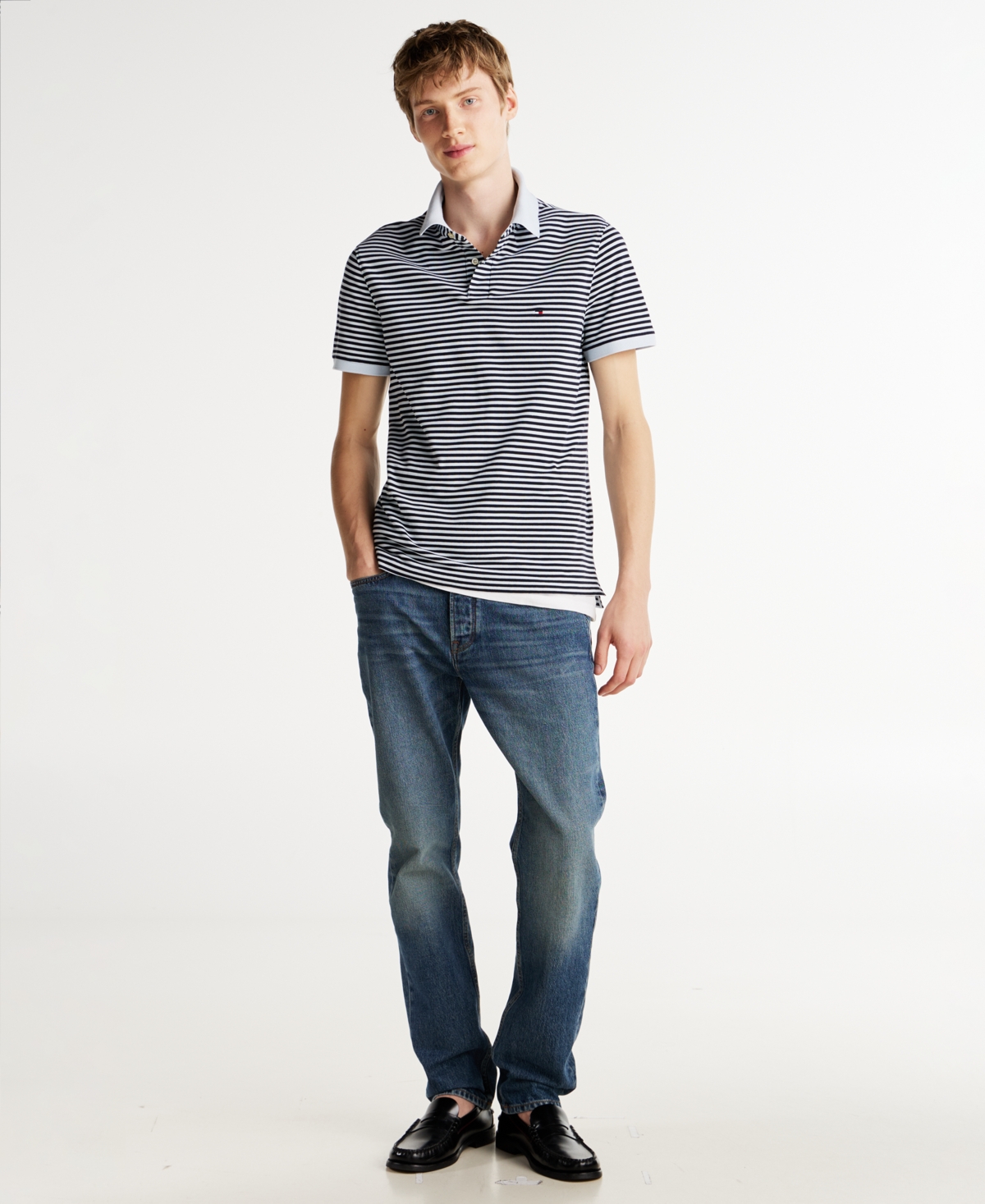 Tommy Hilfiger Men's Cotton Classic Fit 1985 Polo In Breezy Blue,desert Sky
