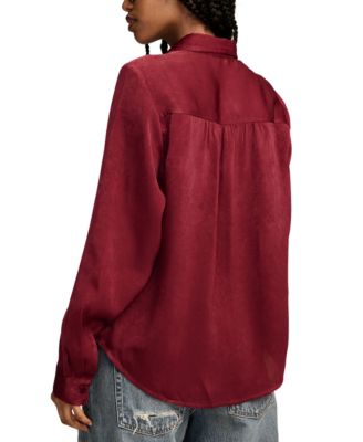 Women's Hammered-Satin Button-Down Shirt