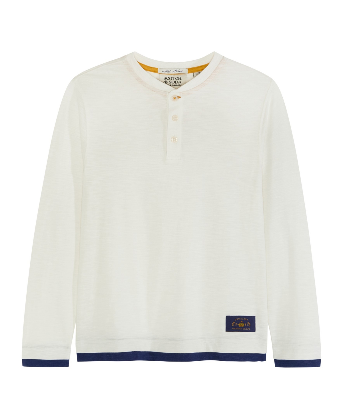 Scotch & Soda Big Boys Slub Jersey Henley T-shirt In Swan