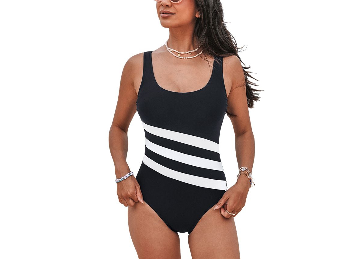 Cupshe Women's Scoop Neck U Back Color Block One Piece Swimsuit