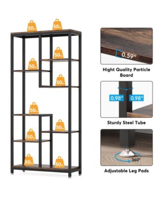 Industrial 8-Shelf Open Bookcase Storage Display Book Shelves, 6-Tier Tall Bookshelf Bookcase