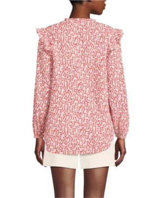 Women's Cotton Voille Ruffle Front Blouse