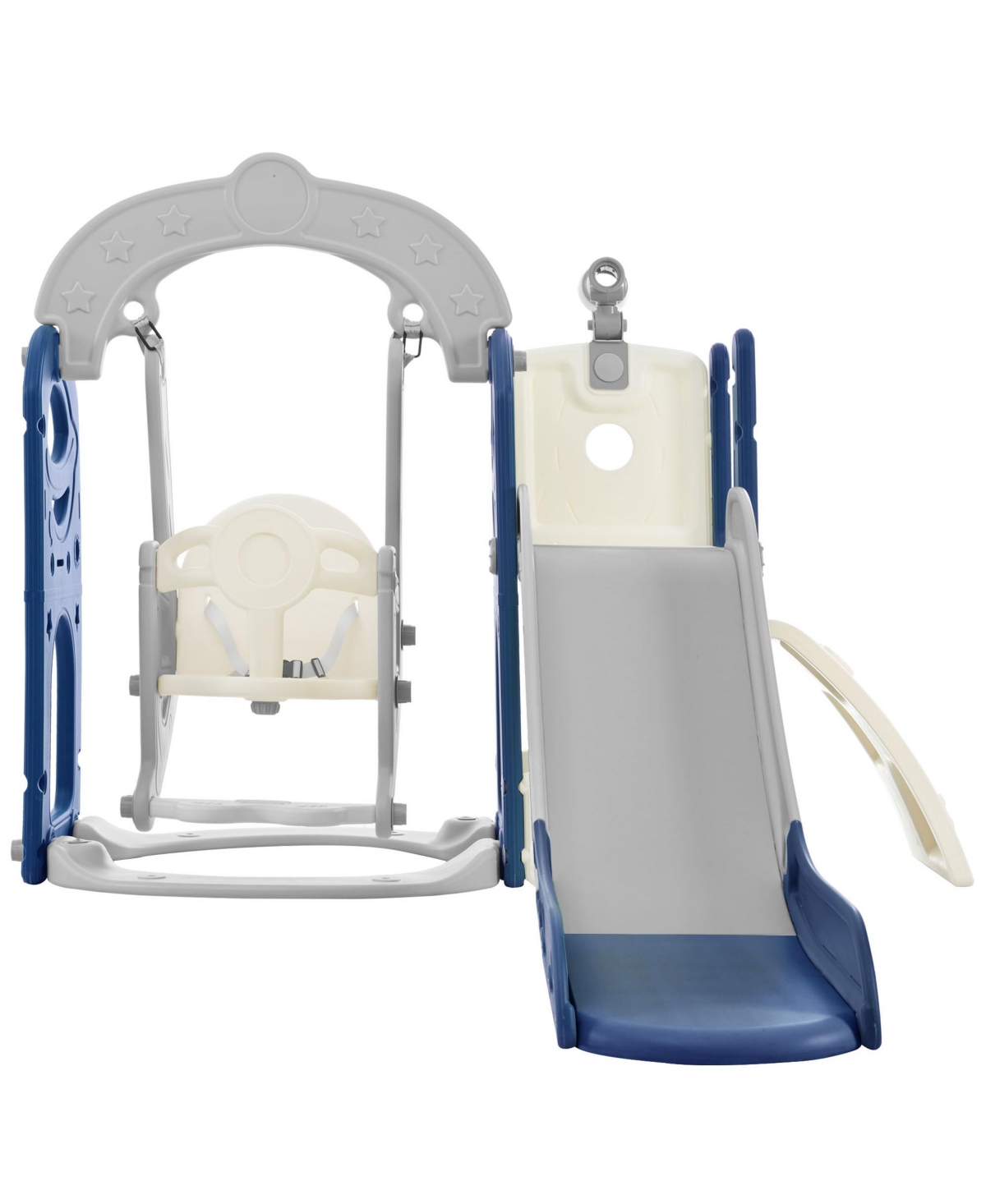 Slickblue 5-in-1 Toddler Slide and Swing Set Kids Playground Climber with Telescope for Indoor & Outdoor Fun
