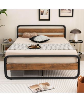 Queen Size Arc Platform Bed with Headboard and Footboard