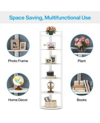 70.9 Inch Tall Corner Bookshelf Small Bookcase Rustic Corner Shelving Unit Storage Rack,6 Tier Corner Shelf