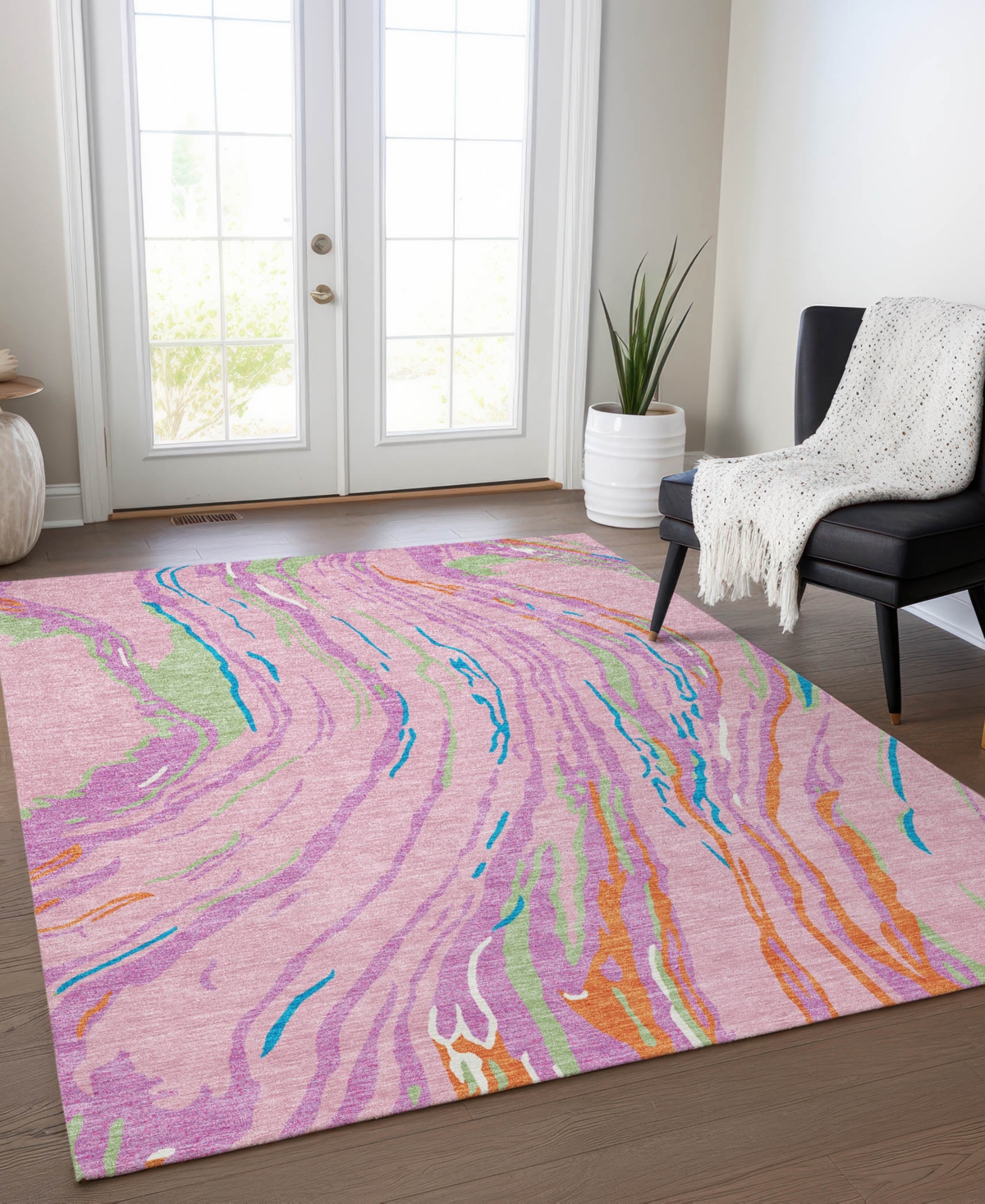 Addison Chantille Machine Washable Acn1037 2'6"x3'10" Area Rug In Pink